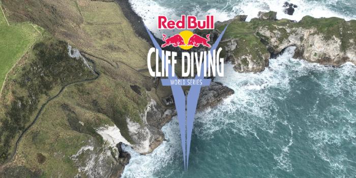 Image of cliff with Red Bull logo